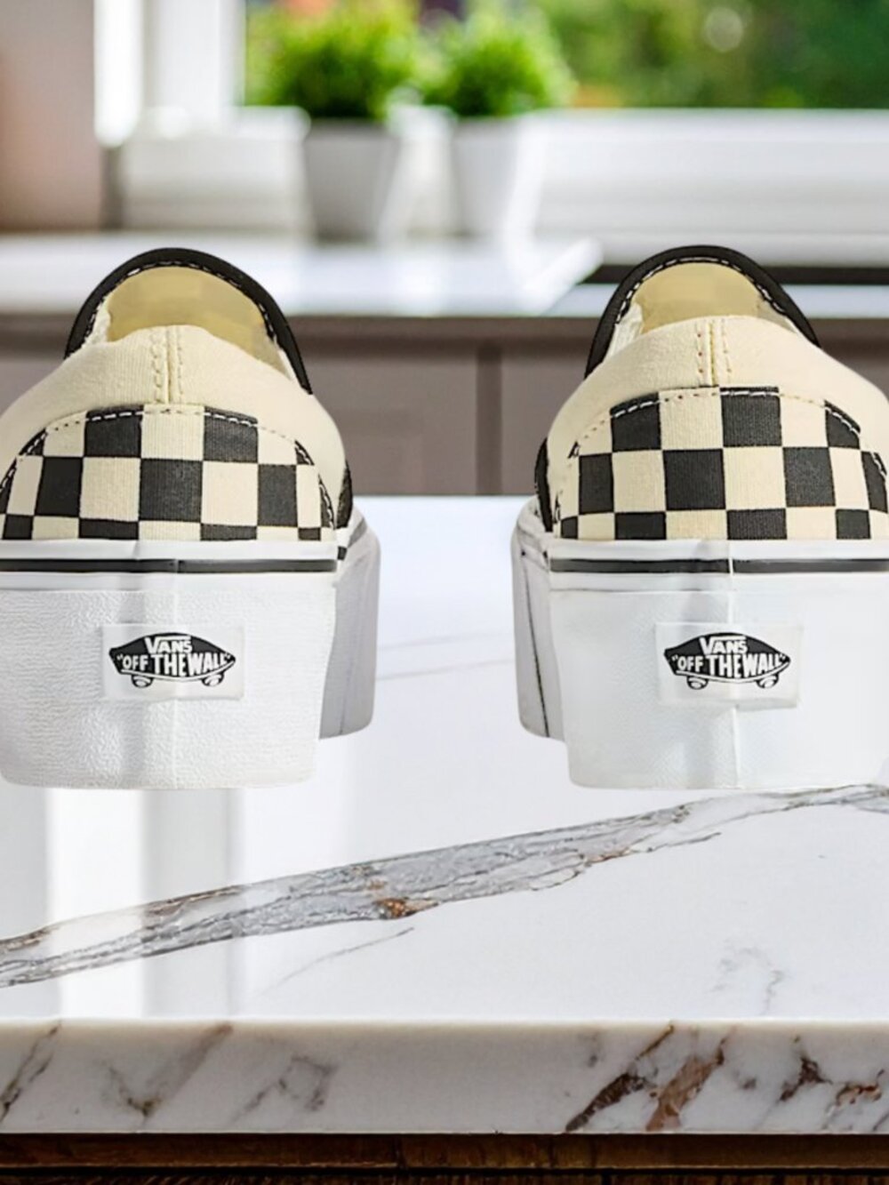 Vans Checkerboard Lace-Up Sneakers -Classic Slip-On Stackform Checkerboard Shoes - Picture 10 of 10